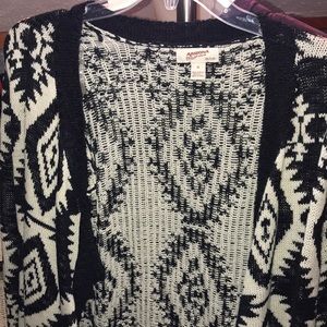 black & white cardigan.